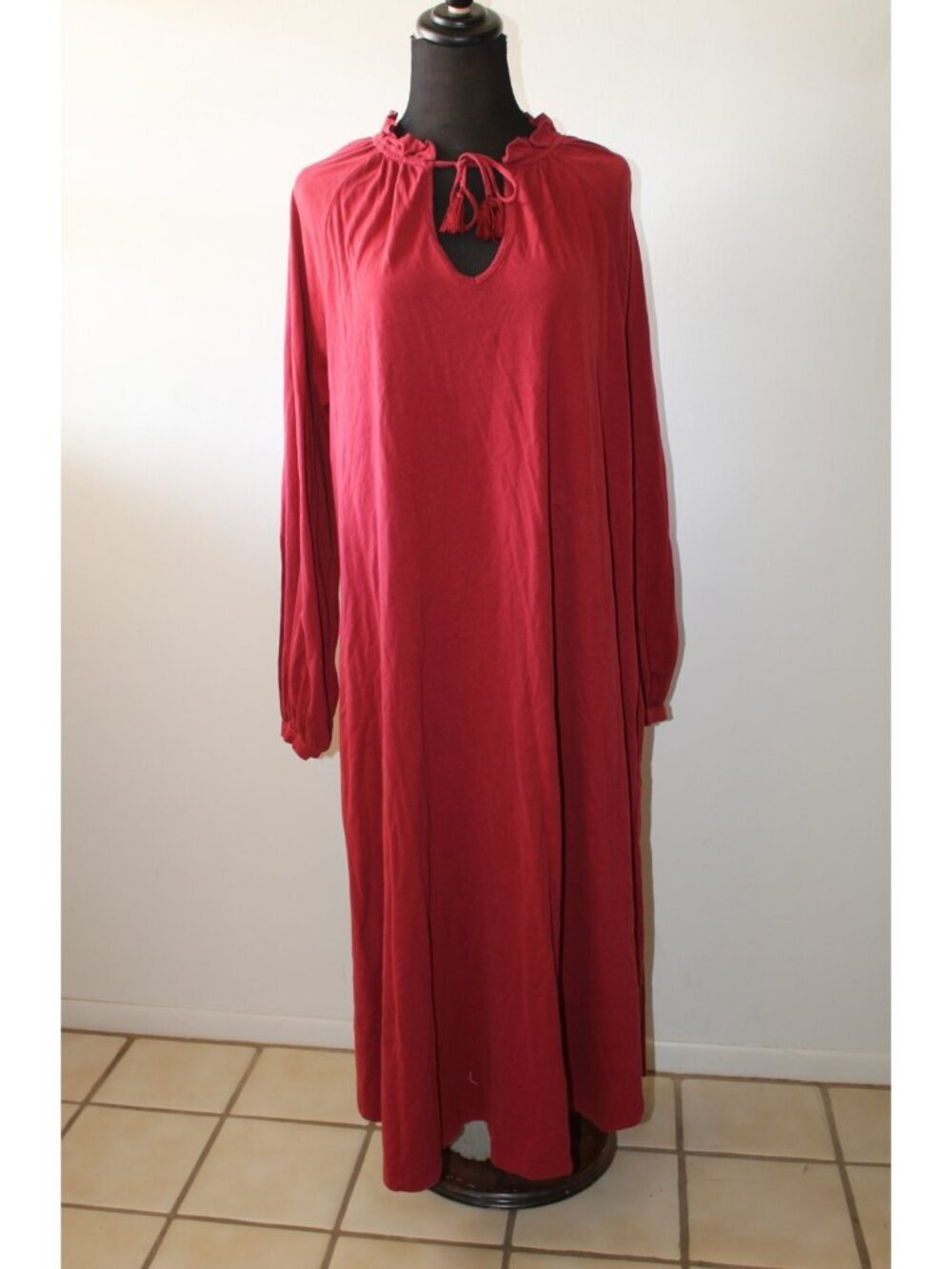 Petite Plume Garbo Bordeaux Luxe Pima Cotton Red Nightgown Size L Comfy Casual